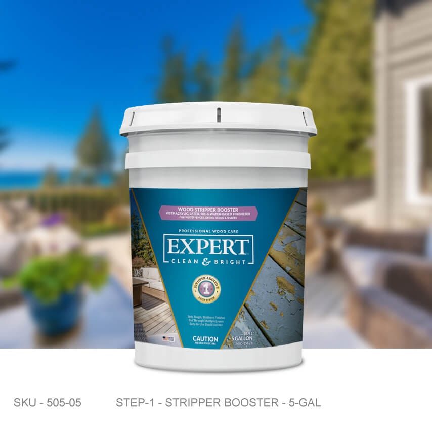 EXPERT Wood Care - Wood Stripper Booster EXPERT Wood Care - Wood Stripper Booster 5 Gallons Wood Restoration Products Stain & Seal Experts Store
