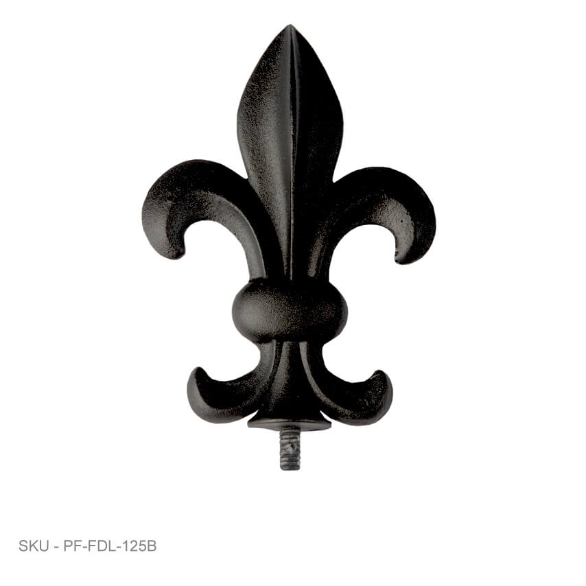 Post Caps Accent Finials - Fleur de Lis Post Caps Accent Finials - Fleur de Lis 2.875˝ x .875˝ / 4.00˝ / Textured Black Fence Armor® Post Cap Fence Armor