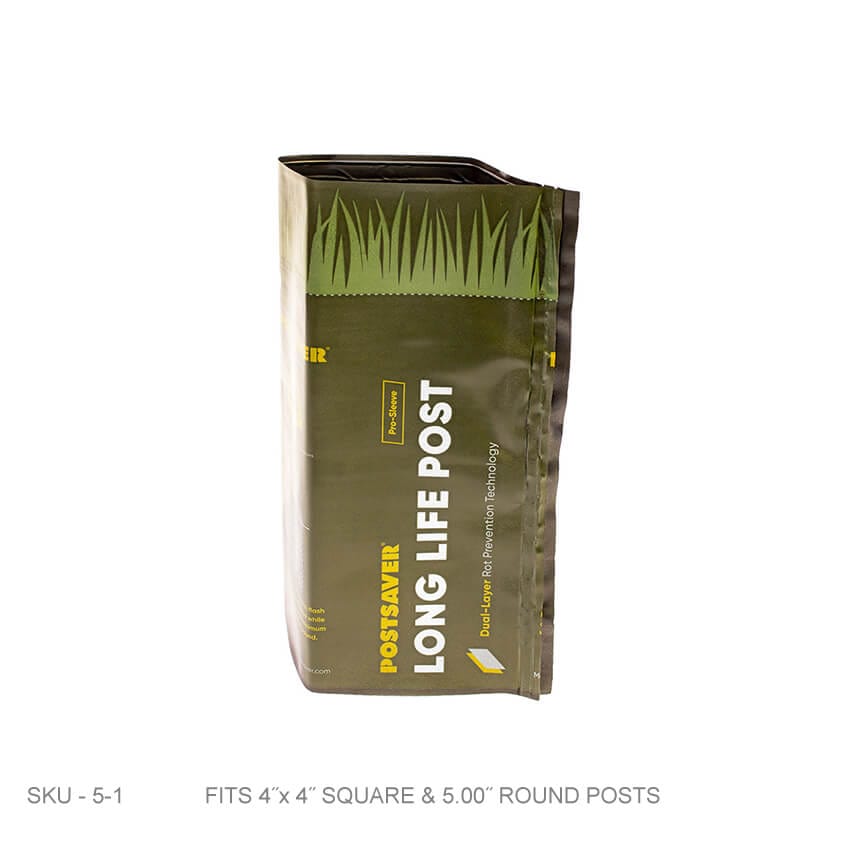 Post Saver Sleeve: Pro-Wrap & Pro-Sleeve Post Saver Sleeve: Pro-Wrap & Pro-Sleeve 4.125" Sq. or 5" Round - SKU 5-1 New-Postsaver - Rot Barrier Fence Armor