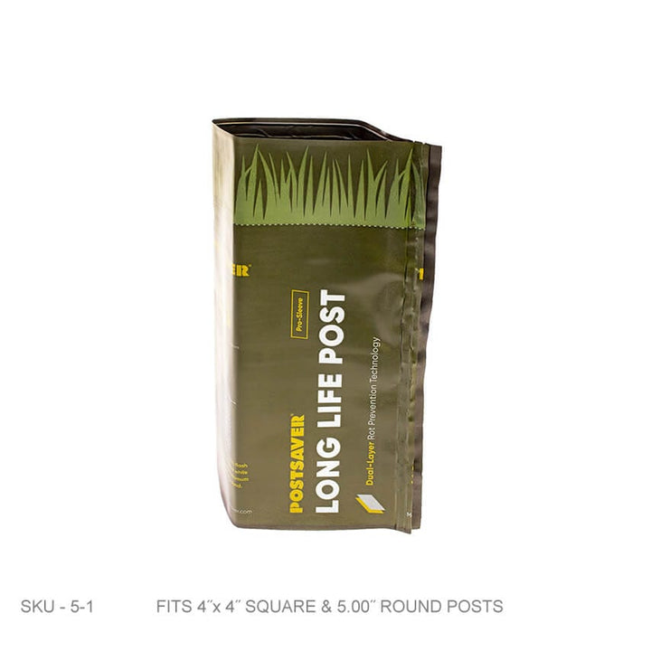 Post Saver Sleeve: Pro-Wrap & Pro-Sleeve Post Saver Sleeve: Pro-Wrap & Pro-Sleeve 4.125" Sq. or 5" Round - SKU 5-1 New-Postsaver - Rot Barrier Fence Armor