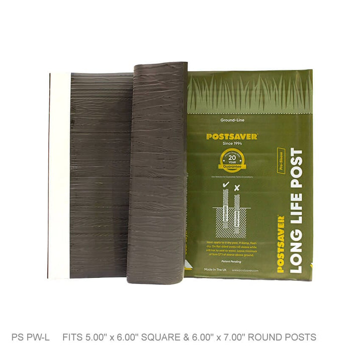 Post Saver Sleeve: Pro-Wrap & Pro-Sleeve Post Saver Sleeve: Pro-Wrap & Pro-Sleeve 5" to 6" Sq. or 6" to 7" Round - SKU PW-L New-Postsaver - Rot Barrier Fence Armor