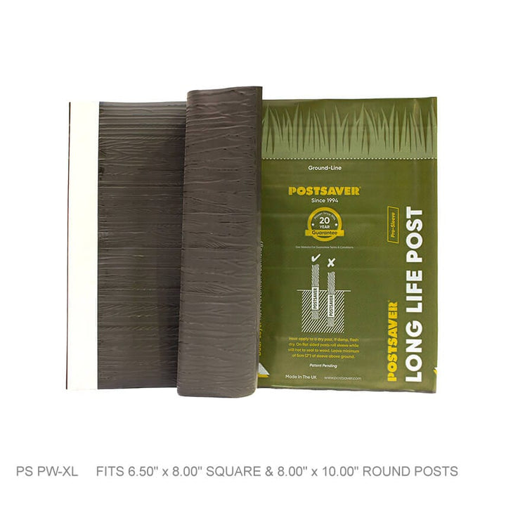 Post Saver Sleeve: Pro-Wrap & Pro-Sleeve Post Saver Sleeve: Pro-Wrap & Pro-Sleeve 6.5" to 8" Sq. or 8" to 10" Round - SKU PW-XL New-Postsaver - Rot Barrier Fence Armor