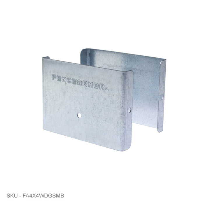 Privacy Fence Post Protection – 3˝ Tall Demi Post Protection – 3˝ Tall & Fence Armor 3.50˝ x 0.50˝ / Galv. Steel Demi Full Post Protection - Pairs Fence Armor
