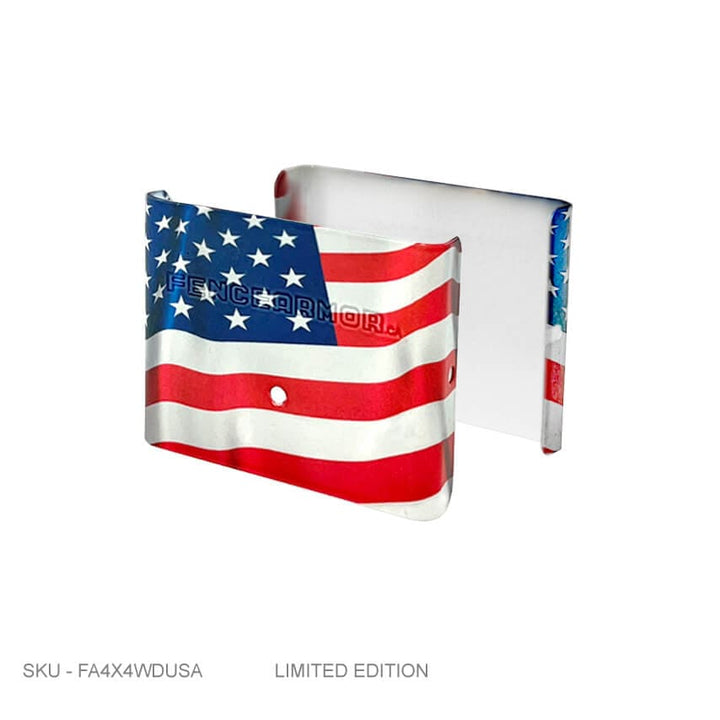 Privacy Fence Post Protection – 3˝ Tall Demi Post Protection – 3˝ Tall & Fence Armor 3.50˝ x 0.50˝ / USA FLAG Demi Full Post Protection - Pairs Fence Armor