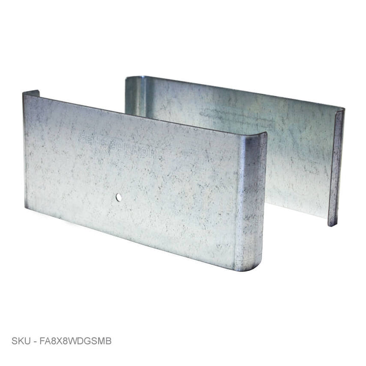 Privacy Fence Post Protection – 3˝ Tall Demi Post Protection – 3˝ Tall & Fence Armor 7.50˝ x 0.50˝ / Galv. Steel Demi Full Post Protection - Pairs Fence Armor