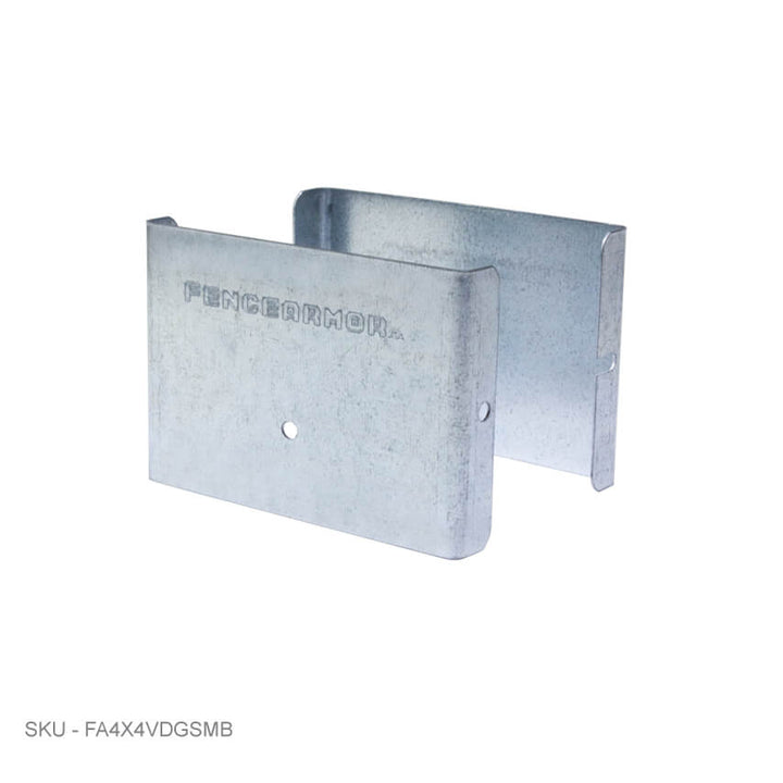 Privacy Fence Post Protection – 3˝ Tall Demi Post Protection – 3˝ Tall & Fence Armor 4.00˝ x 0.50˝ / Galv. Steel Demi Full Post Protection - Pairs Fence Armor
