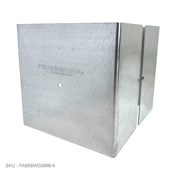 Metal Post Protectors 6" Tall Pro-Series Post Guard Metal Post Protectors 6" Tall Pro-Series Post Guard 7.50˝ x 7.50˝ / Galv. Steel Pro Series - Pairs Fence Armor
