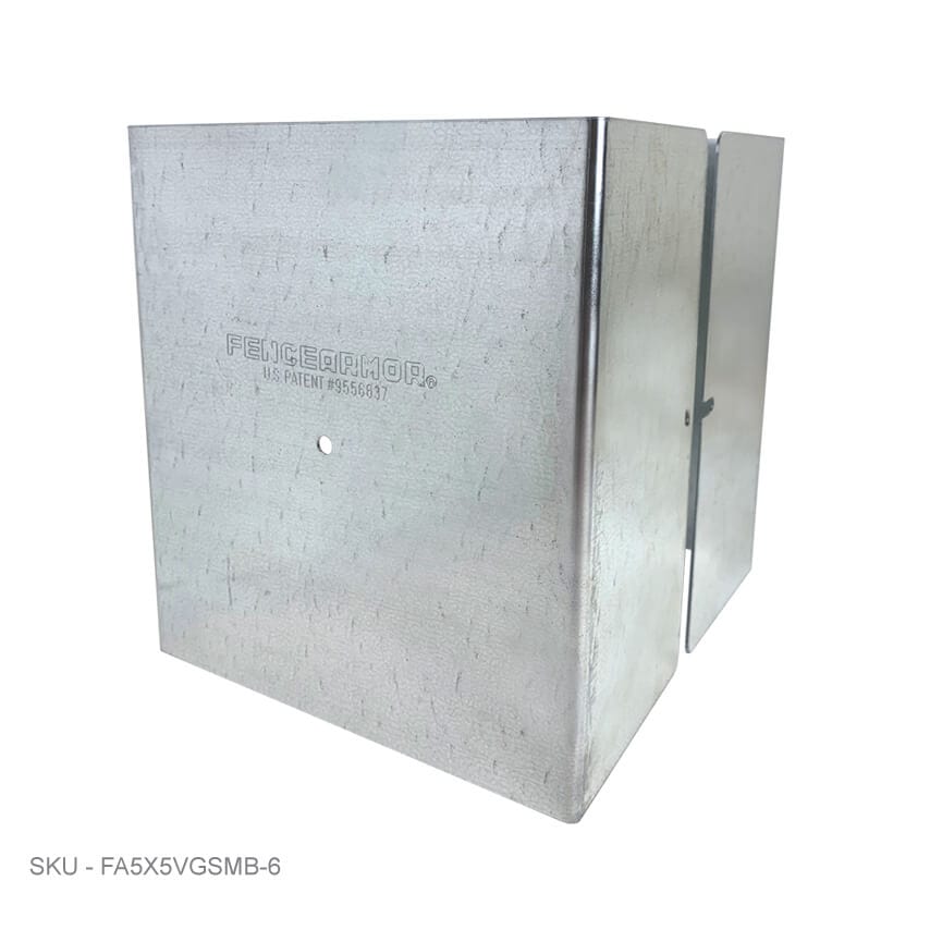 Metal Post Protectors 6" Tall Pro-Series Post Guard Metal Post Protectors 6" Tall Pro-Series Post Guard 5.00˝ x 5.00˝ / Galv. Steel Pro Series - Pairs Fence Armor