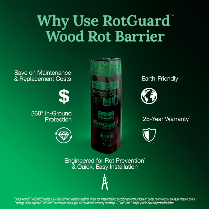RotGuard™ - 5x5 Series RotGuard™ - 5x5 Series 5x5 Posts or smaller RotGuard™ self-adhesive wrap - Rot Barrier Fence Armor
