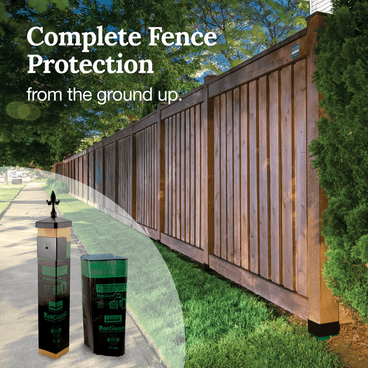RotGuard™ - 5x5 Series RotGuard™ - 5x5 Series 5x5 Posts or smaller RotGuard™ self-adhesive wrap - Rot Barrier Fence Armor