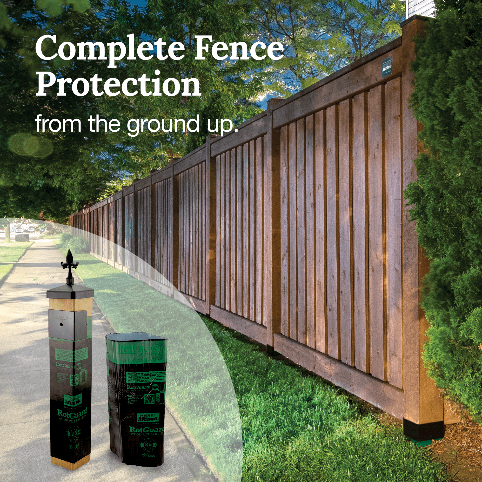 RotGuard™ - 4x4 Series RotGuard™ - 4x4 Series 4x4 Posts or smaller RotGuard™ self-adhesive wrap - Rot Barrier Fence Armor