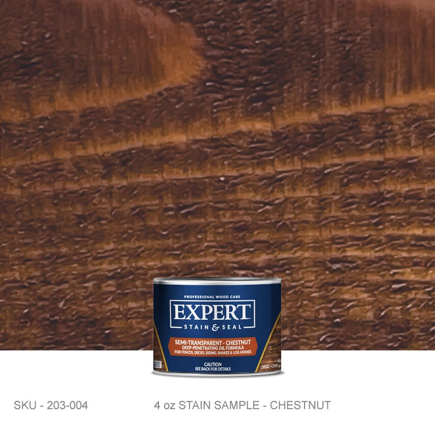 Semi-Transparent Oil Stain for Cedar & Pressure-Treated Fences & Decks | EXPERT Semi-Transparent Oil Stain for Cedar, Decks & Fences | EXPERT 4oz Sample Can / Chestnut EXPERT - Stain Stain & Seal Experts Store