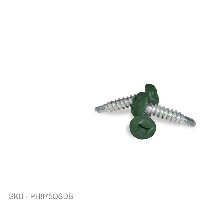 Matching Self-Drilling Screws for PostGuards (25 pack) Matching Self-Drilling Screws for Fence Armor® PostGuards 3/4˝ / Green New-PAN HEAD QUADREX JS1000 # 8-3/4˝ Fence Armor