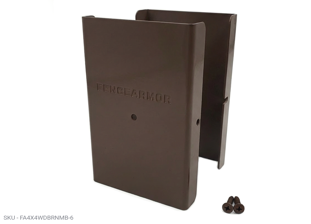6" Tall Demi PostGuard™ Post Protection 6” Demi Fence Post Guard – Extended Low-Profile Protection 3.50" x 0.50" / Brown PostGuard - 6" Demi Fence Armor