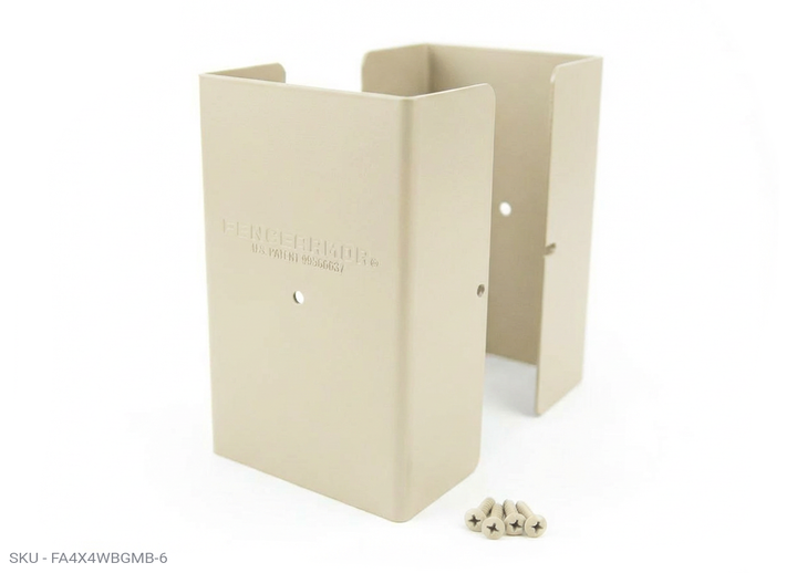 Fence Armor® Full-Protection Post Guard - 6″ Tall Upgrade 6″ Full-Protection Fence Post Guard — Repair & Protect Wood Posts 3.50˝ x 3.50˝ / Almond Pro Series - Pairs Fence Armor