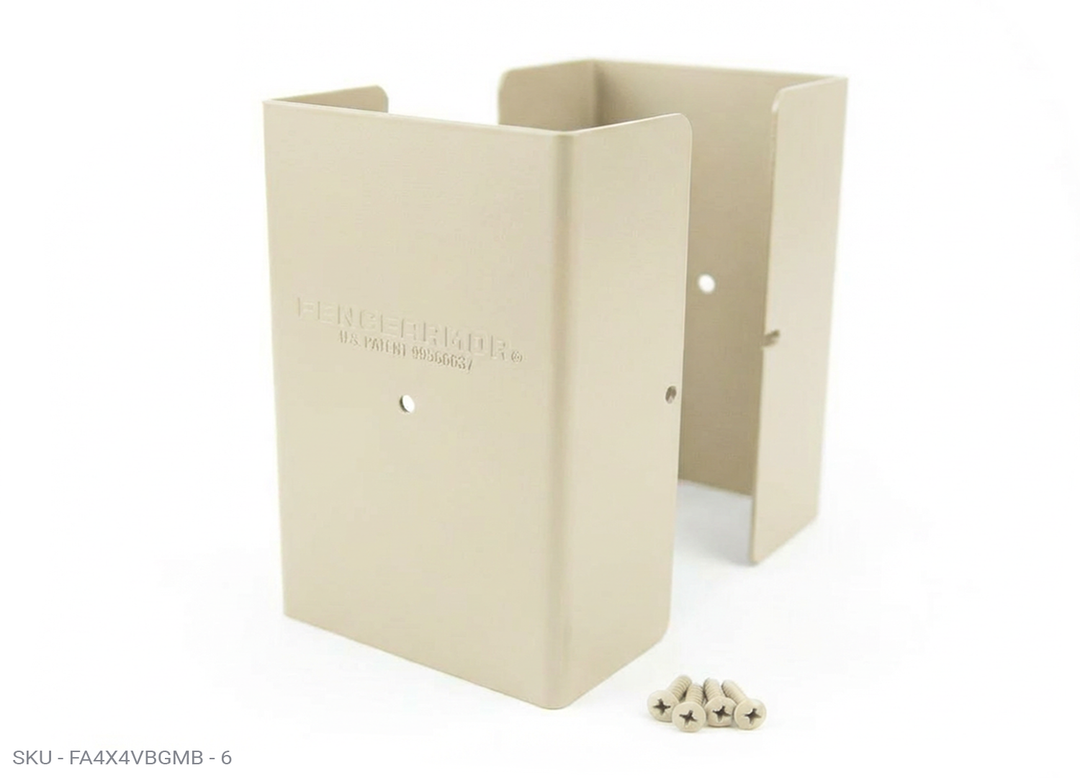 Fence Armor® Full-Protection Post Guard - 6″ Tall Upgrade 6″ Full-Protection Fence Post Guard — Repair & Protect Wood Posts 4.00˝ x 4.00˝ / Almond Pro Series - Pairs Fence Armor