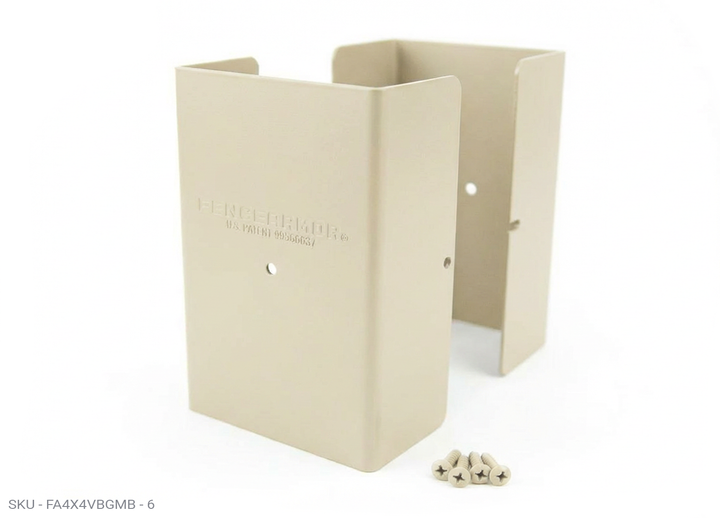 Fence Armor® Full-Protection Post Guard - 6″ Tall Upgrade 6″ Full-Protection Fence Post Guard — Repair & Protect Wood Posts 4.00˝ x 4.00˝ / Almond Pro Series - Pairs Fence Armor