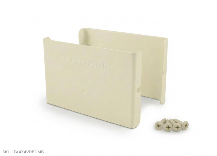 Privacy Fence Post Protection – 3˝ Tall Demi Post Protection – 3˝ Tall & Fence Armor 4.00˝ x 0.50˝ / Almond Demi Full Post Protection - Pairs Fence Armor