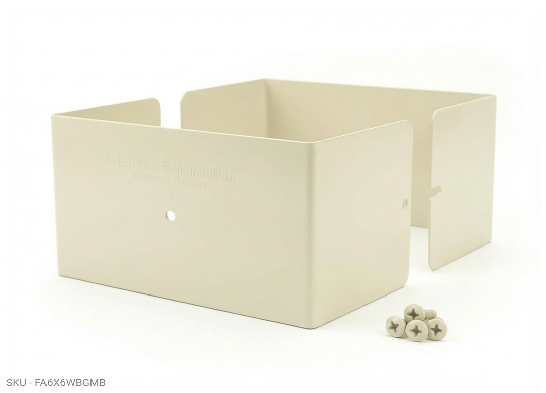 Fence Armor® Full-Protection Post Guard Fence Post Guard – Full Protection Steel Shield for Wood Posts 5.50˝ x 5.50˝ (5.5˝ x 3.5˝) / Almond Fence Armor