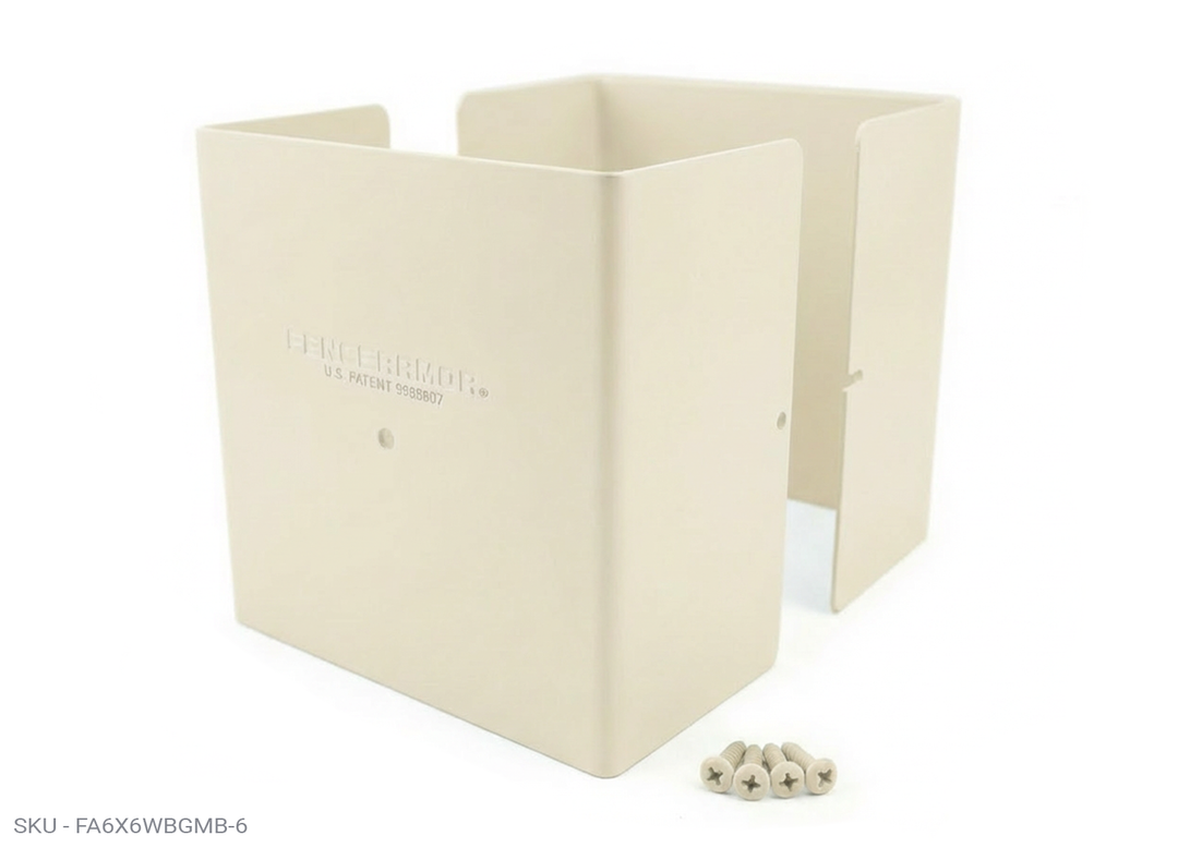 Fence Armor® Full-Protection Post Guard - 6″ Tall Upgrade 6″ Full-Protection Fence Post Guard — Repair & Protect Wood Posts 5.50˝ x 5.50˝and fits (5.5" x 3.5") / Almond Pro Series - Pairs Fence Armor