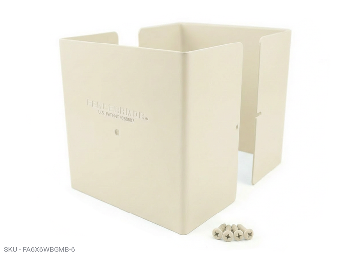 Fence Armor® Full-Protection Post Guard - 6″ Tall Upgrade 6″ Full-Protection Fence Post Guard — Repair & Protect Wood Posts 5.50˝ x 5.50˝and fits (5.5" x 3.5") / Almond Pro Series - Pairs Fence Armor