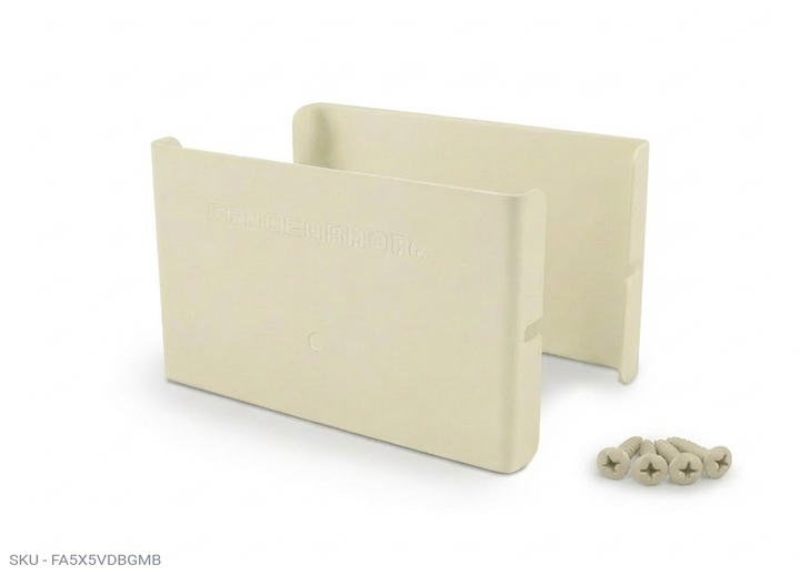 Privacy Fence Post Protection – 3˝ Tall Demi Post Protection – 3˝ Tall & Fence Armor 5.00˝  x 0.50˝ / Almond Demi Full Post Protection - Pairs Fence Armor