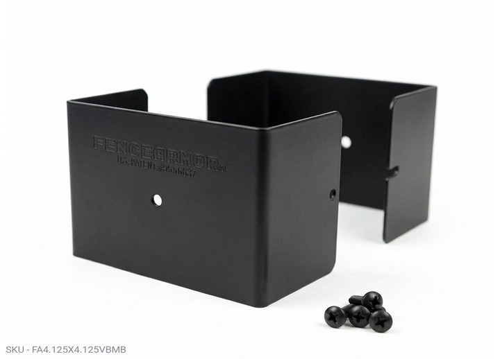 Fence Armor® Full-Protection Post Guard Fence Post Guard – Full Protection Steel Shield for Wood Posts 4.125˝ x 4.125˝ / Black Fence Armor