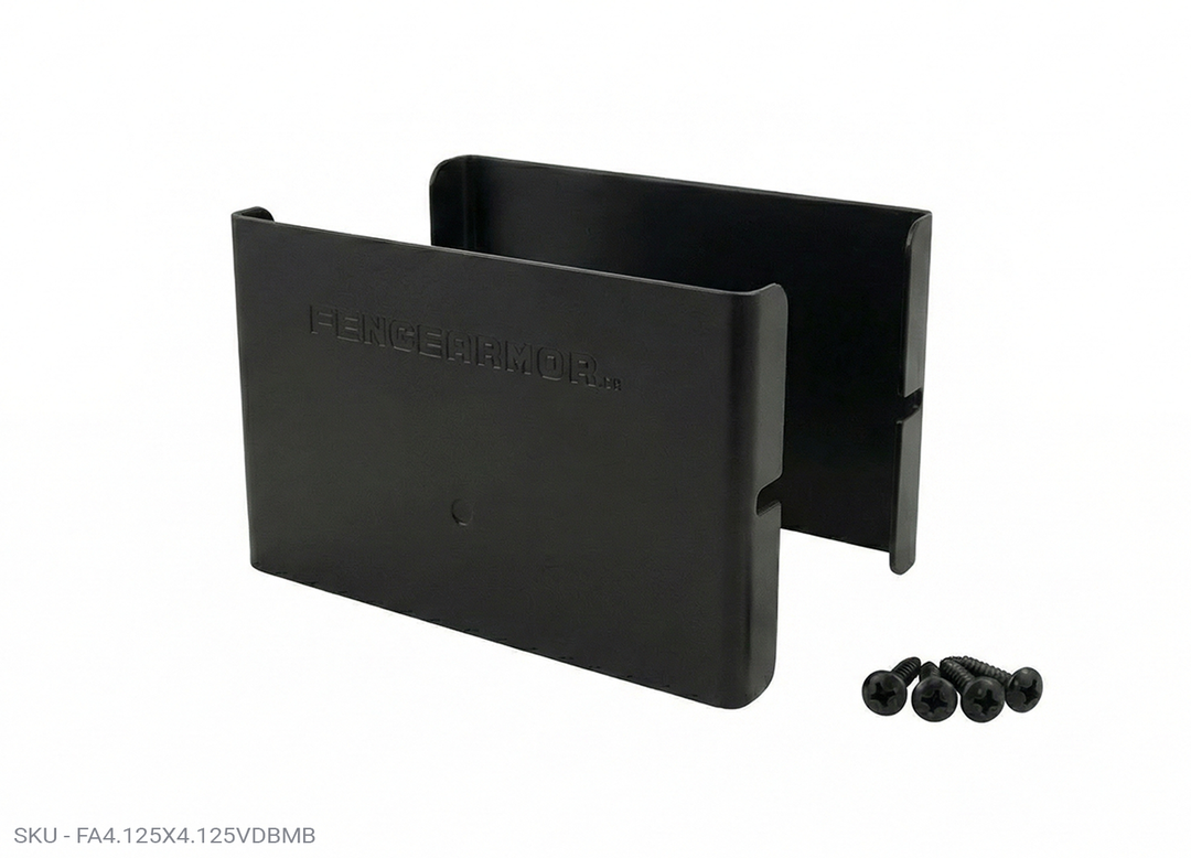 Privacy Fence Post Protection – 3˝ Tall Demi Post Protection – 3˝ Tall & Fence Armor 4.125" x 0 50" / Black Demi Full Post Protection - Pairs Fence Armor