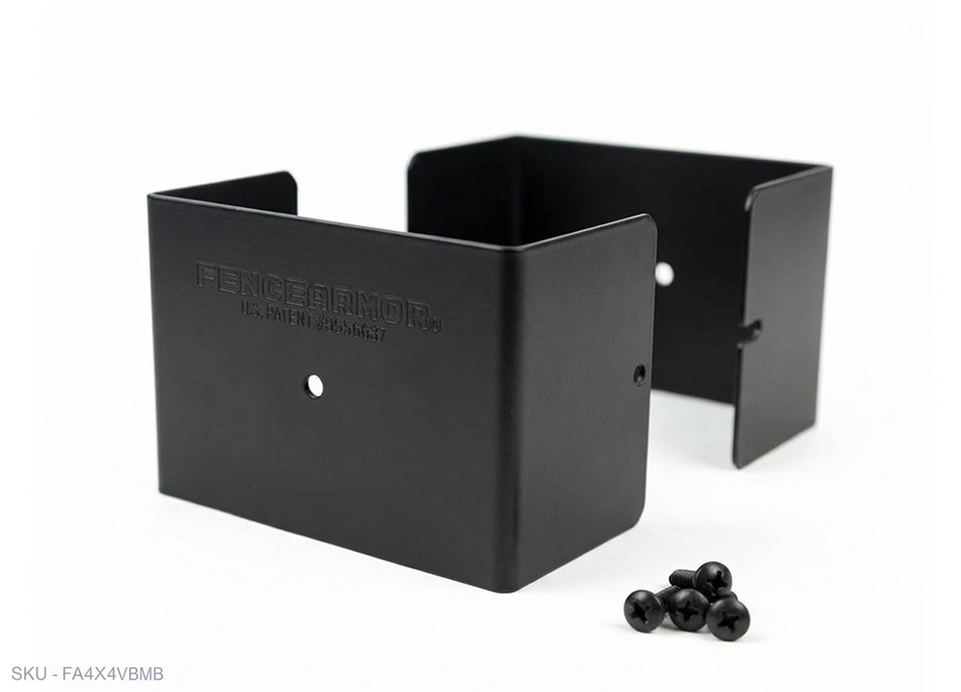 Fence Armor® Full-Protection Post Guard Fence Post Guard – Full Protection Steel Shield for Wood Posts 4.00˝ x 4.00˝ / Black Fence Armor