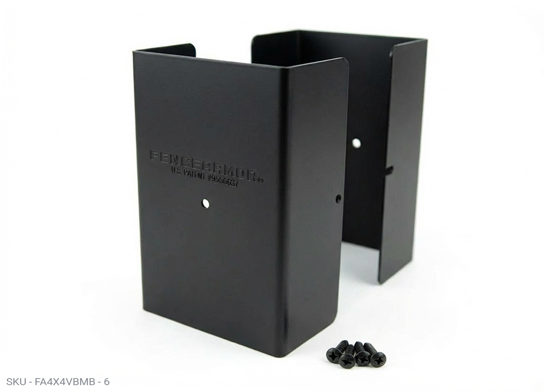 Fence Armor® Full-Protection Post Guard - 6″ Tall Upgrade 6″ Full-Protection Fence Post Guard — Repair & Protect Wood Posts 4.00˝ x 4.00˝ / Black Pro Series - Pairs Fence Armor