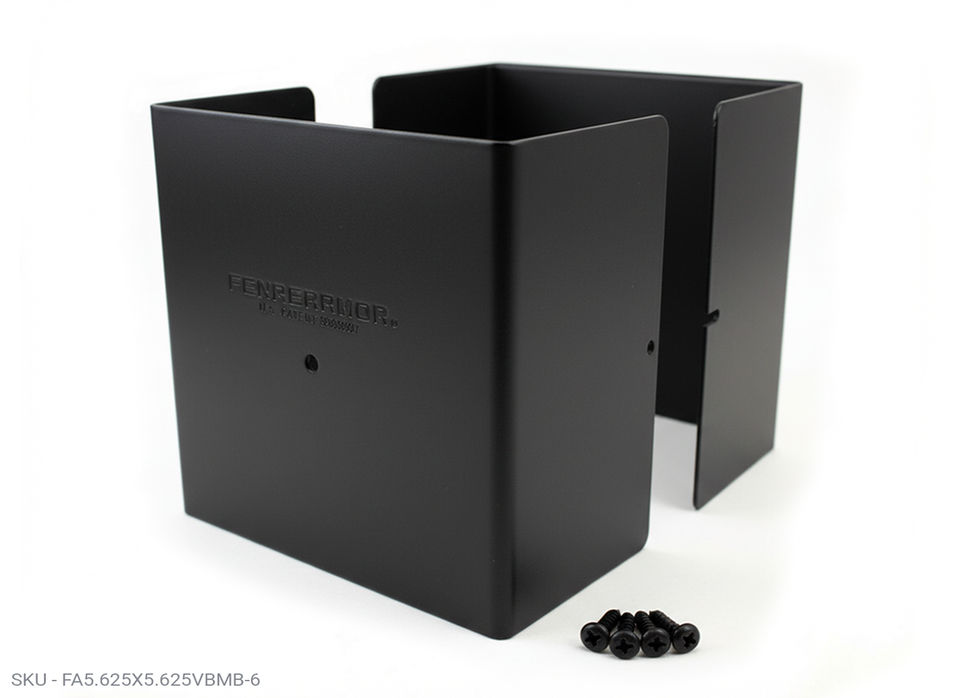 Fence Armor® Full-Protection Post Guard - 6″ Tall Upgrade 6″ Full-Protection Fence Post Guard — Repair & Protect Wood Posts 5.625˝ x 5.625˝ / Black Pro Series - Pairs Fence Armor