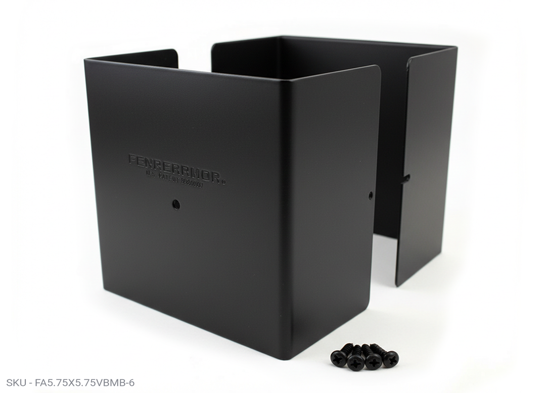 Fence Armor® Full-Protection Post Guard - 6″ Tall Upgrade 6″ Full-Protection Fence Post Guard — Repair & Protect Wood Posts 5.75˝ x 5.75˝ / Black Pro Series - Pairs Fence Armor