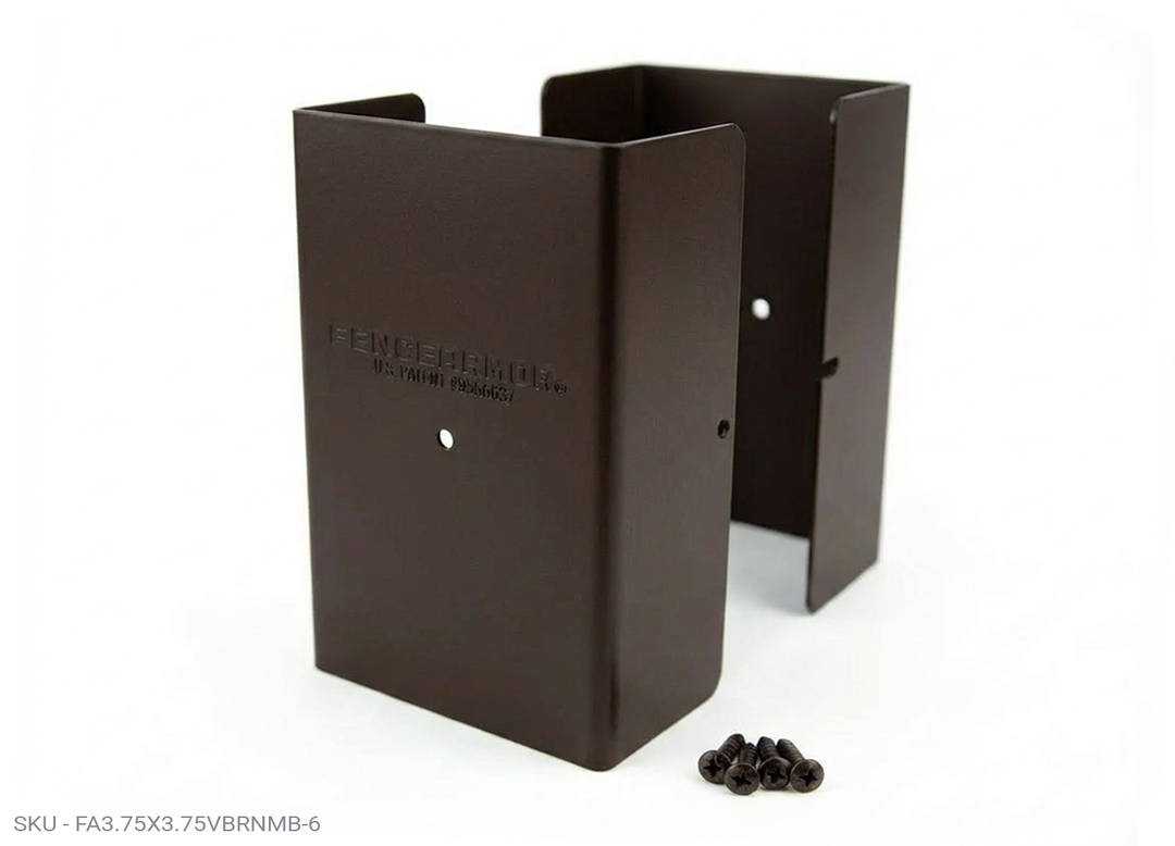 Fence Armor® Full-Protection Post Guard - 6″ Tall Upgrade 6″ Full-Protection Fence Post Guard — Repair & Protect Wood Posts 3.75" x 3.75" / Brown Pro Series - Pairs Fence Armor