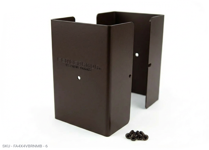 Fence Armor® Full-Protection Post Guard - 6″ Tall Upgrade 6″ Full-Protection Fence Post Guard — Repair & Protect Wood Posts 4.00˝ x 4.00˝ / Brown Pro Series - Pairs Fence Armor