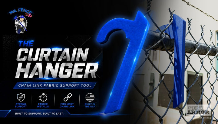 Curtain Hanger™ Chain-Link Fabric Support Tool Curtain Hanger™ Chain-Link Fabric Support Tool MFT - Tool Mr. Fence Tools