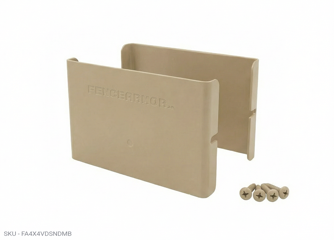 Privacy Fence Post Protection – 3˝ Tall Demi Post Protection – 3˝ Tall & Fence Armor 4.00˝ x 0.50˝ / Clay Demi Full Post Protection - Pairs Fence Armor