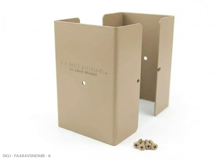 Fence Armor® Full-Protection Post Guard - 6″ Tall Upgrade 6″ Full-Protection Fence Post Guard — Repair & Protect Wood Posts 4.00˝ x 4.00˝ / Clay Pro Series - Pairs Fence Armor