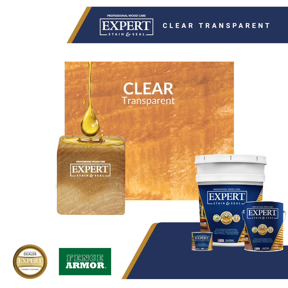 Clear Oil Stain & Sealer for Cedar & Pressure-Treated Fences & Decks | EXPERT Clear Oil Stain for Wood Fences & Decks | EXPERT New-Stain & Seal Experts Deck Stain Fence Armor