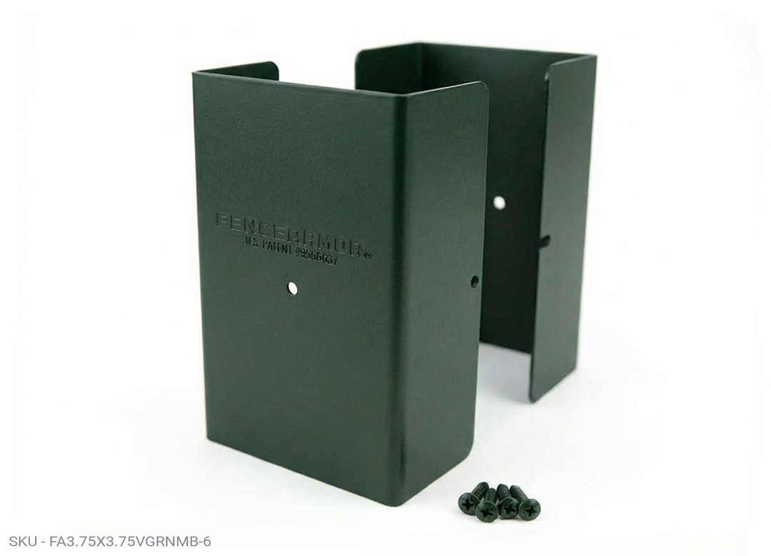 Fence Armor® Full-Protection Post Guard - 6″ Tall Upgrade 6″ Full-Protection Fence Post Guard — Repair & Protect Wood Posts 3.75" x 3.75" / Green Pro Series - Pairs Fence Armor