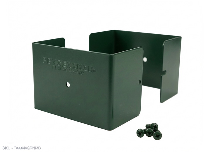 Fence Armor® Full-Protection Post Guard Fence Post Guard – Full Protection Steel Shield for Wood Posts 4.00˝ x 4.00˝ / Green Fence Armor