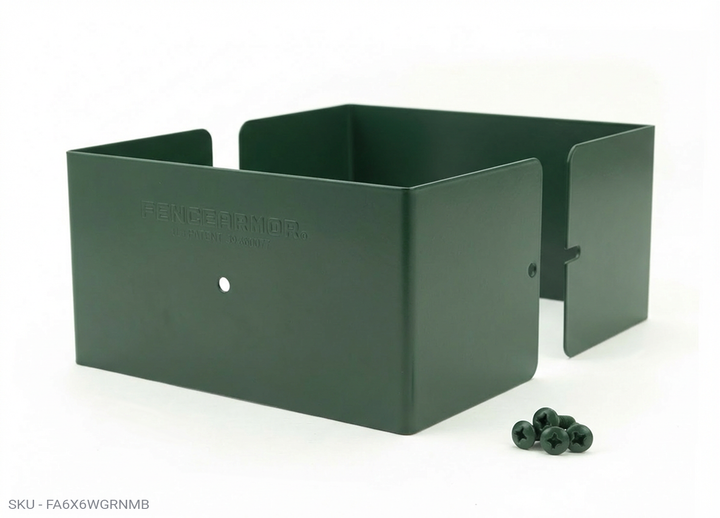 Fence Armor® Full-Protection Post Guard Fence Post Guard – Full Protection Steel Shield for Wood Posts 5.50˝ x 5.50˝ (5.5˝ x 3.5˝) / Green Fence Armor
