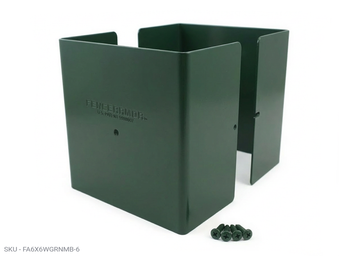 Fence Armor® Full-Protection Post Guard - 6″ Tall Upgrade 6″ Full-Protection Fence Post Guard — Repair & Protect Wood Posts 5.50˝ x 5.50˝and fits (5.5" x 3.5") / Green Pro Series - Pairs Fence Armor