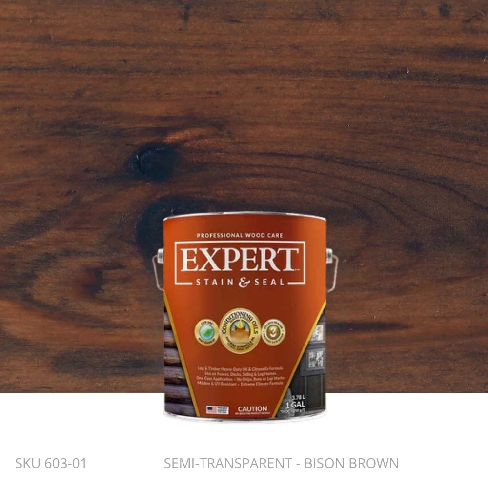 EXPERT Log & Timber Oil EXPERT Log & Timber Oil 1 Gallon Pail / Bison Brown New-Ornamental Post Protection - Demi Fence Armor