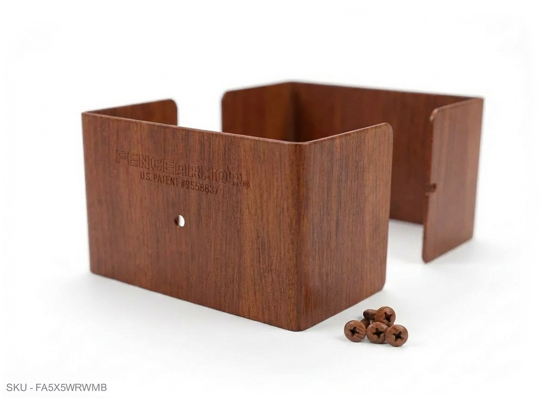 Fence Armor® Full-Protection Post Guard Fence Post Guard – Full Protection Steel Shield for Wood Posts 4.50˝ x 4.50˝ / Redwood Fence Armor