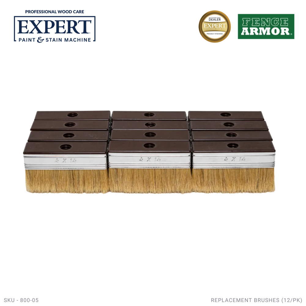 EXPERT Paint & Stain Machine Replacement Brushes - 12-Pack 100% Italian Natural Bristle EXPERT Paint & Stain Machine Replacement Brushes - 12-Pack 100% Italian Natural Bristle Fence Armor