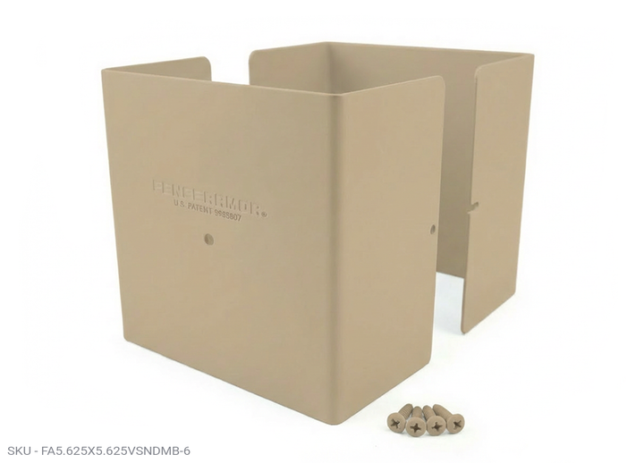 Fence Armor® Full-Protection Post Guard - 6″ Tall Upgrade 6″ Full-Protection Fence Post Guard — Repair & Protect Wood Posts 5.625˝ x 5.625˝ / Clay Pro Series - Pairs Fence Armor