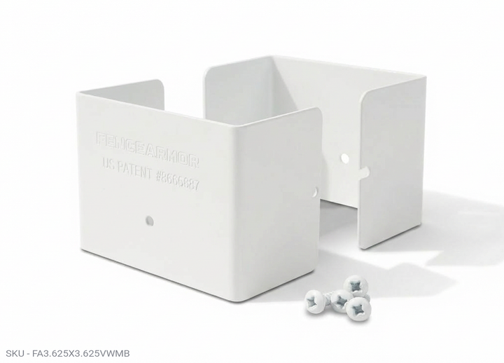 Fence Armor® Full-Protection Post Guard Fence Post Guard – Full Protection Steel Shield for Wood Posts 3.625˝ x 3.625˝ / White Fence Armor