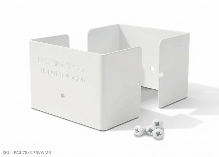 3″ Tall Full PostGuard™ Post Protection Fence Post Guard – Full Protection Steel Shield for Wood Posts 3.75˝ x 3.75˝ / White Fence Armor