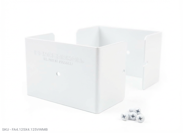 Fence Armor® Full-Protection Post Guard Fence Post Guard – Full Protection Steel Shield for Wood Posts 4.125˝ x 4.125˝ / White Fence Armor