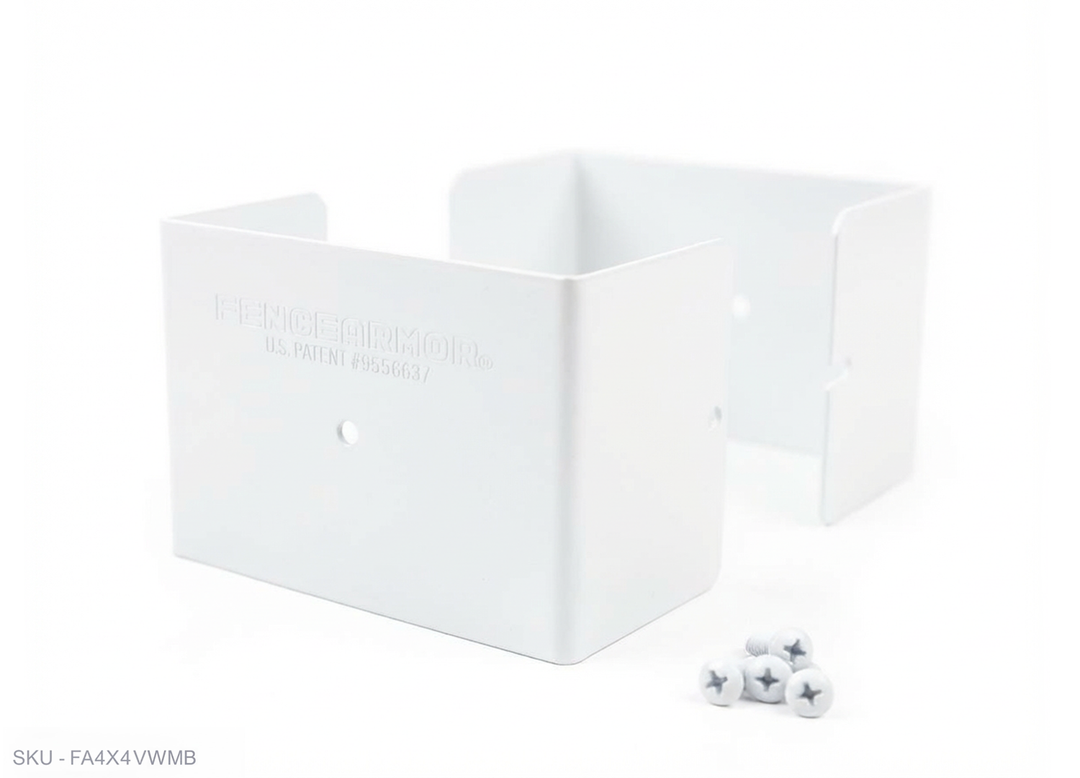 Fence Armor® Full-Protection Post Guard Fence Post Guard – Full Protection Steel Shield for Wood Posts 4.00˝ x 4.00˝ / White Fence Armor